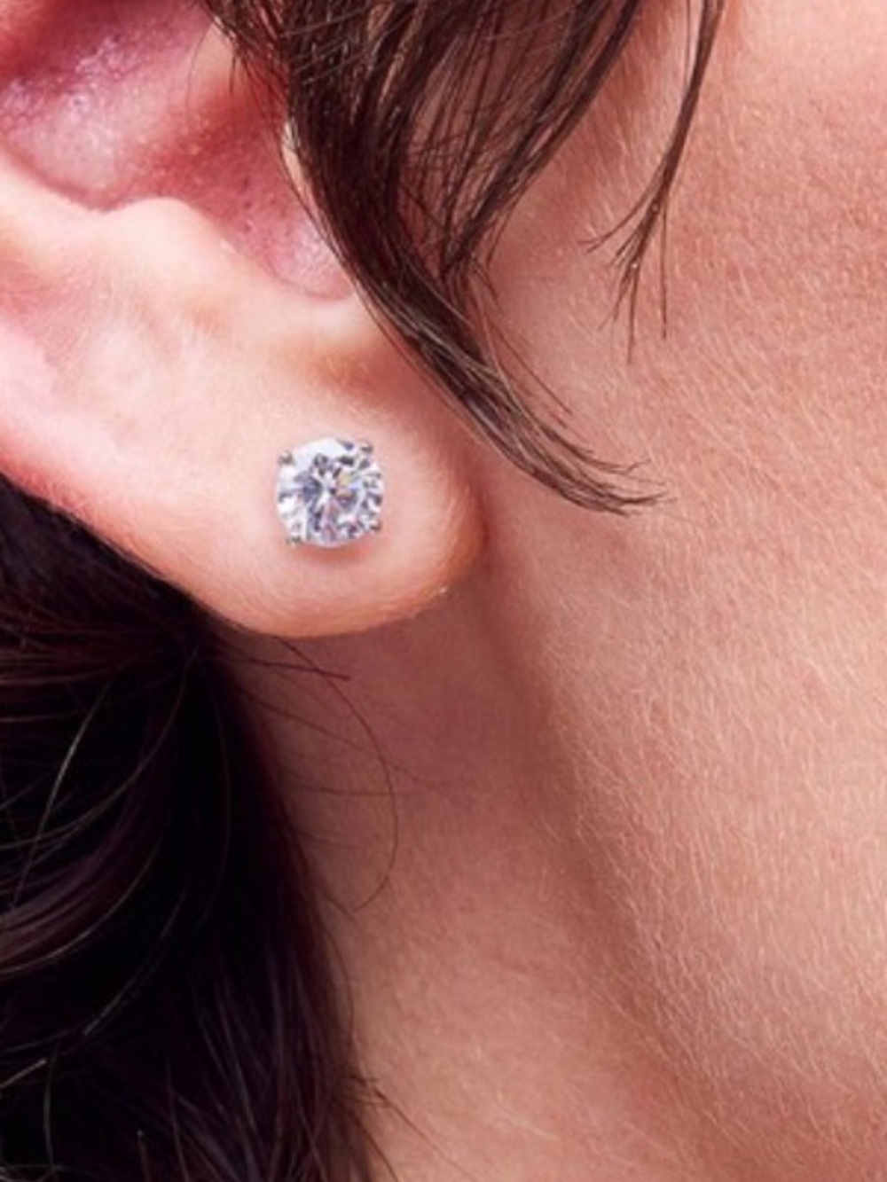 Banter 6mm Cubic Zirconia Stud Earrings Set in Sterling Silver - Picture 2 of 3